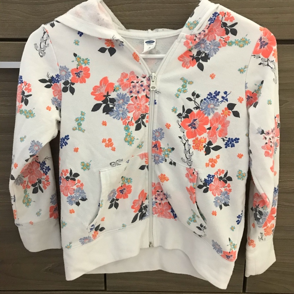 White hooded jacket with floral design
